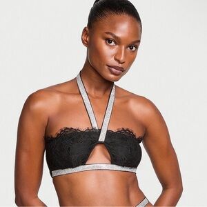 NWT Victoria's Secret White Lace Cutout Bralette Black color